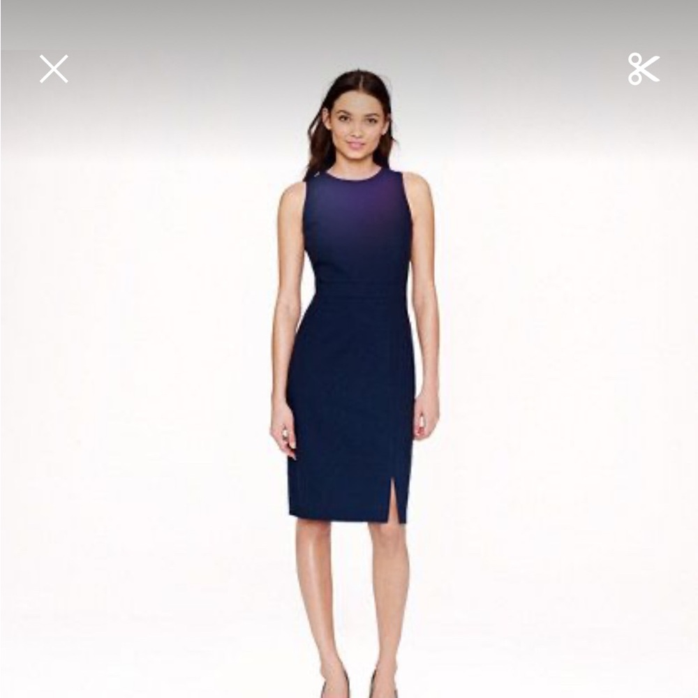 J. Crew Black Sheath Dress Crew Neck Midi